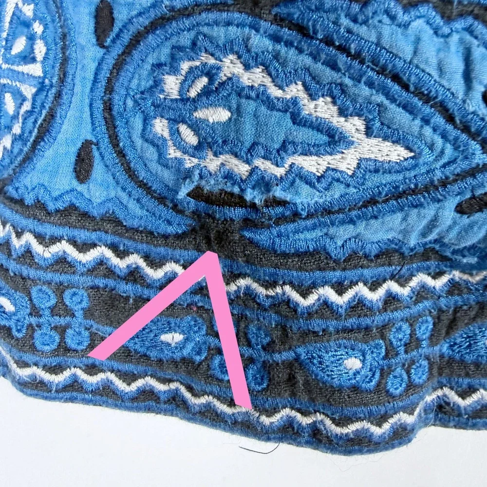 Sea New York Gael Quilted Jacket Black Blue Embroidered Paisley Boho Sz L